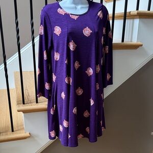 Clemson Tiger purple dress orange tiger faces size Medium w: pockets MADE IN USA